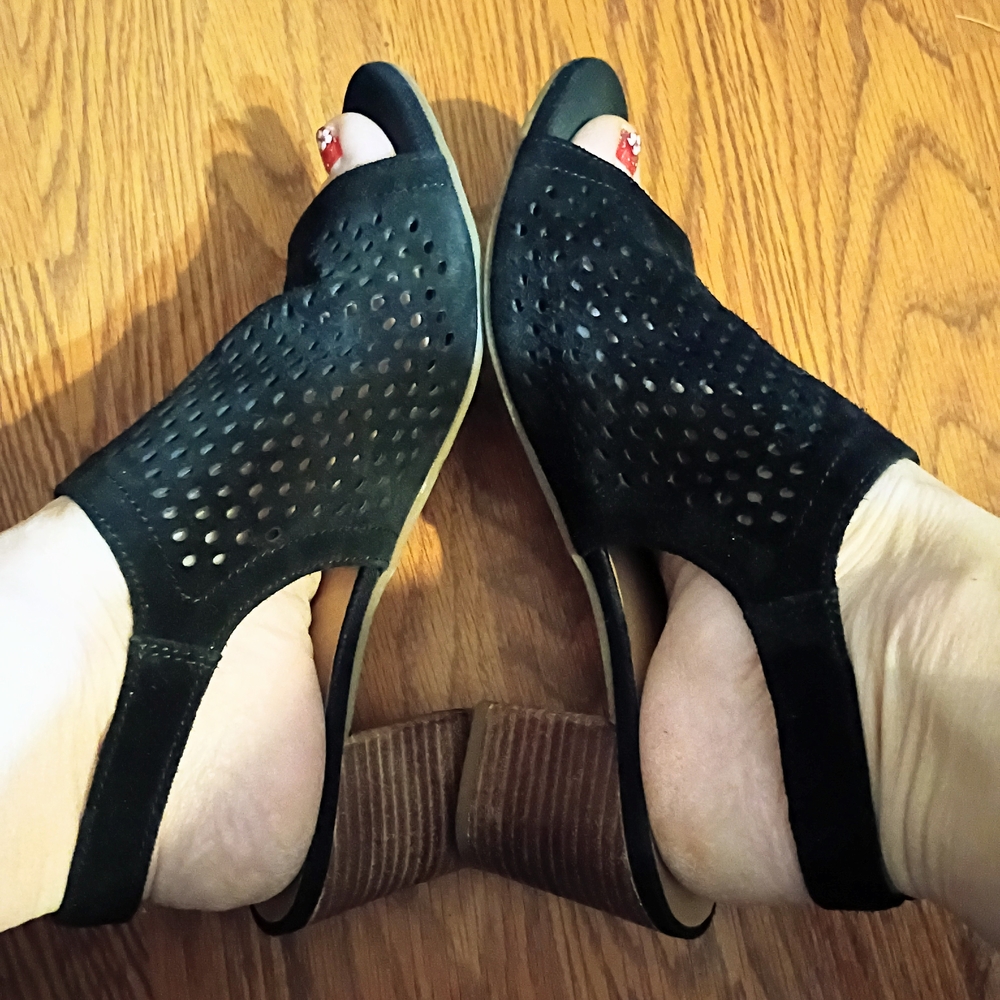 Franco Sarto Black Perforated Sandals #276
